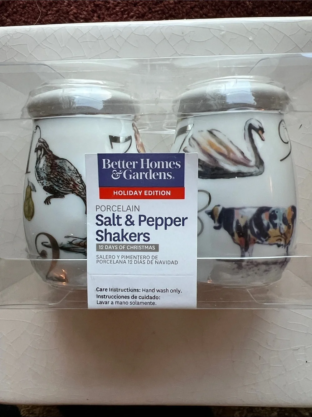 Better Homes & Gardens Porcelain Holiday Edition Salt & Pepper Shaker NWT